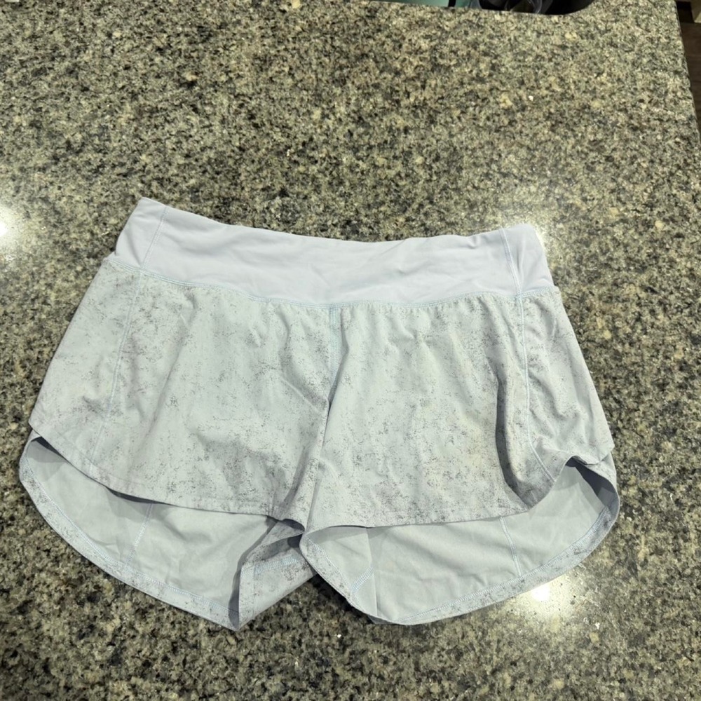 Lululemon Speed Up Mid-Rise Short 4 Speckled Blue Grey Running Shorts Size 10
